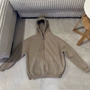 Shein/Dazy Zip Up Tan Oversized Fleece Hoodie